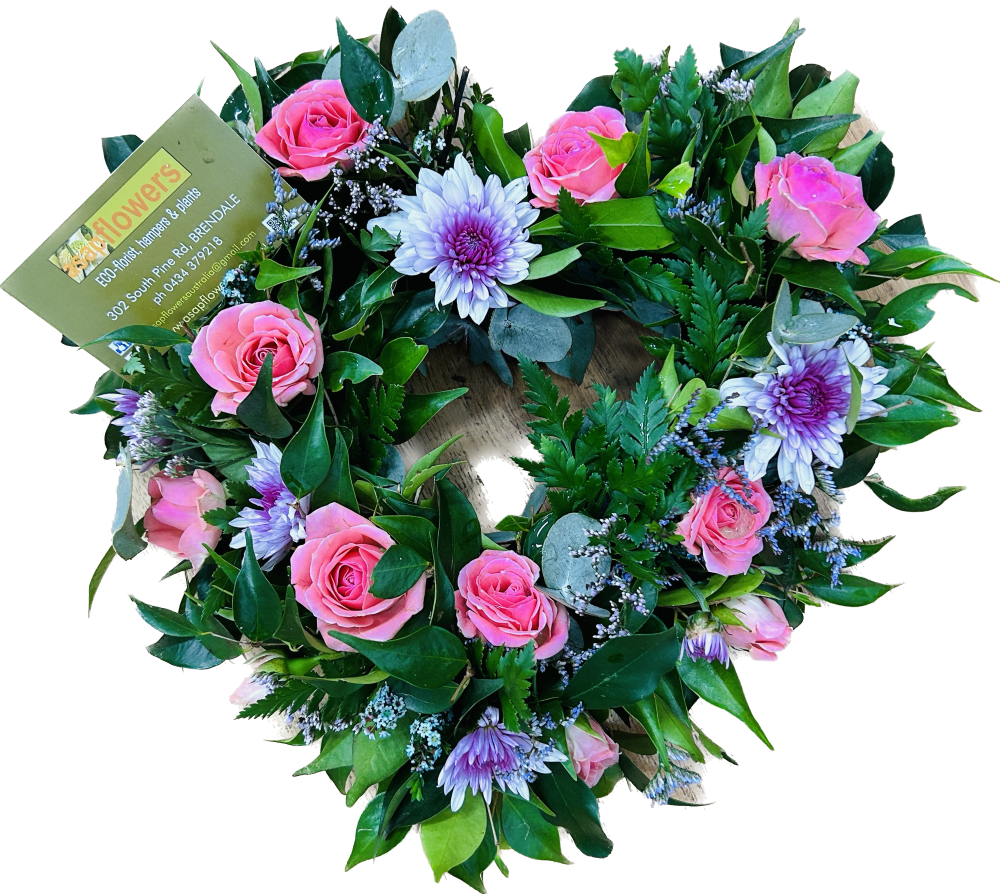 brisbane wreath delivery, heart shaped tributes, floating heart tributes, heart shaped wreaths, brisbane heart wreaths, brisbane heart shaped tributes, special shaped tributes, funeral tributes, rose heart tributes, specific shape wreaths, brendale heart wreaths