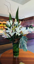 Modern Vase of lillies and modern foliages from