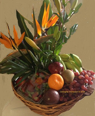 ISLAND LIFE - Basket of fruit and flowers